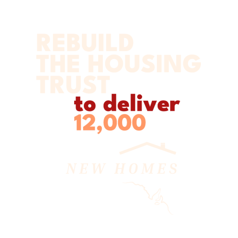Rebuild the housing trust to deliver 12,000 new homes.